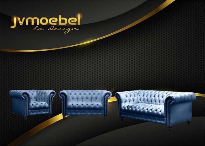 Dreisitzer Chesterfield Sofa Couch Polster Luxus Möbel Stoff Couchen Sofas Neu