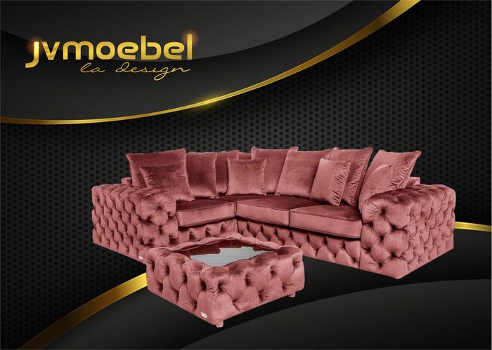 Ecksofa Sofa Couch Polster Eckgarnitur L Form Couchtisch Textil Wohnlandschaft