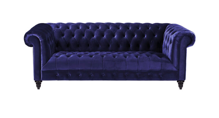 Chesterfield Lila Samt Couch Luxus Polster Möbel Sofa mit Knöpfen Dreisitzer