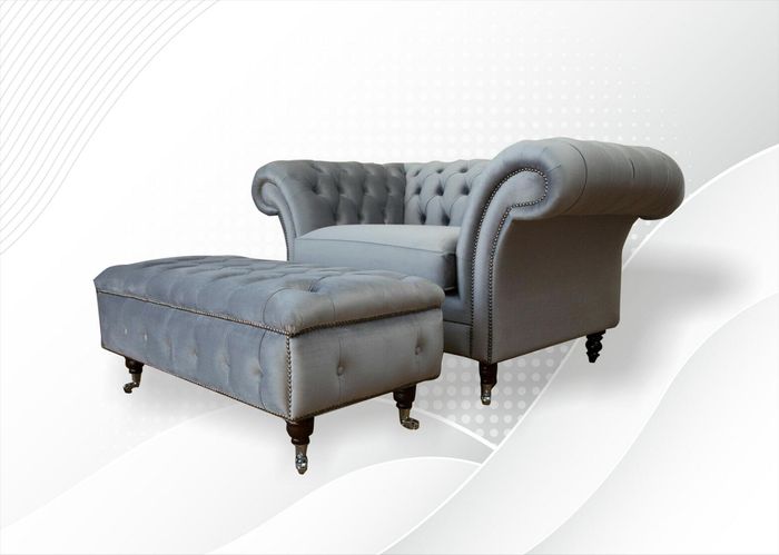 Design Chesterfield Stoff Couch Sessel 1.5 Sitzer Polster Sofas Lounge Club Neu