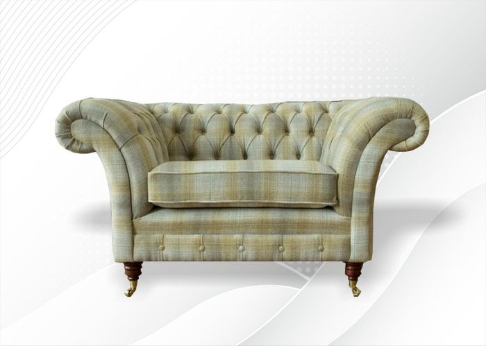 Design Chesterfield Stoff Couch Sessel 1.5 Sitzer Polster Sofas Lounge Club Neu