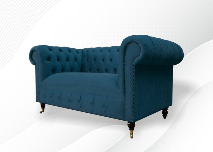 Sofa 2 Sitzer Sitz Klassische Chesterfield Blau Sofas Couchen Polster Zweisitzer