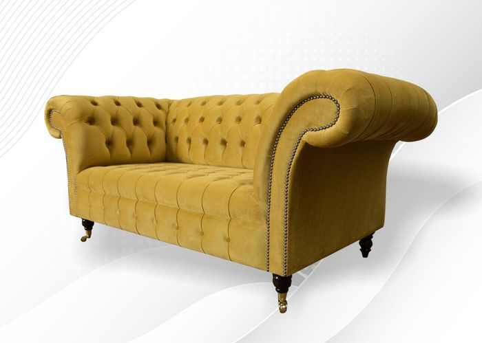 Sofa 2 Sitzer Design Sofas Polster Moderne Sitz Stoff Gelb Zweisitzer Neu Couch