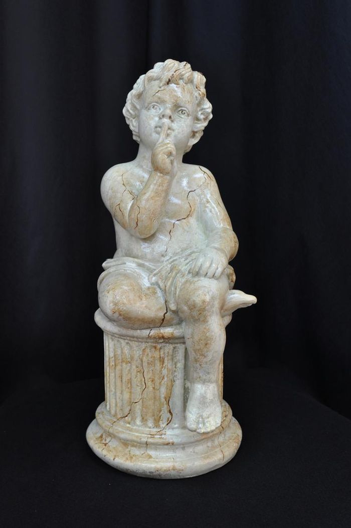 Figur Skulptur Engel auf dem Stein 63cmWeiß Design Accessoire Dekoration PG0049