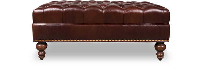 Designer Braun Hocker Leder Textil Luxuspolster Chesterfield Fußhocker Ottomane