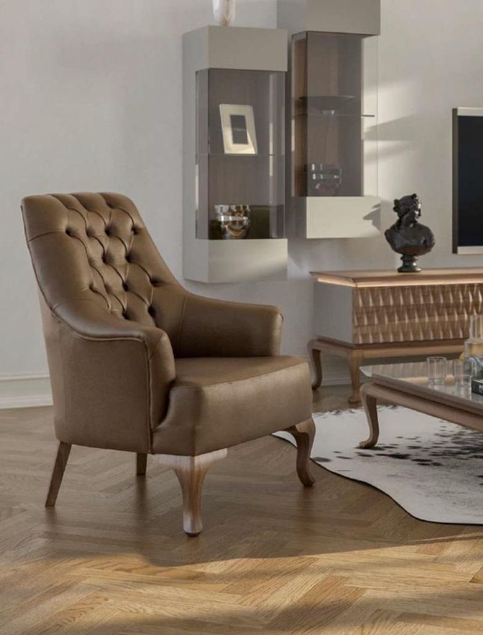 Brauner Chesterfield Einsitzer Wohnzimmermöbel Moderner Luxus Sessel
