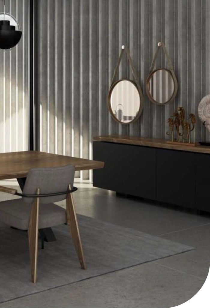 Esszimmer Anrichte Walnuss natur - Anthrazit matt Kommode Luxus Möbel