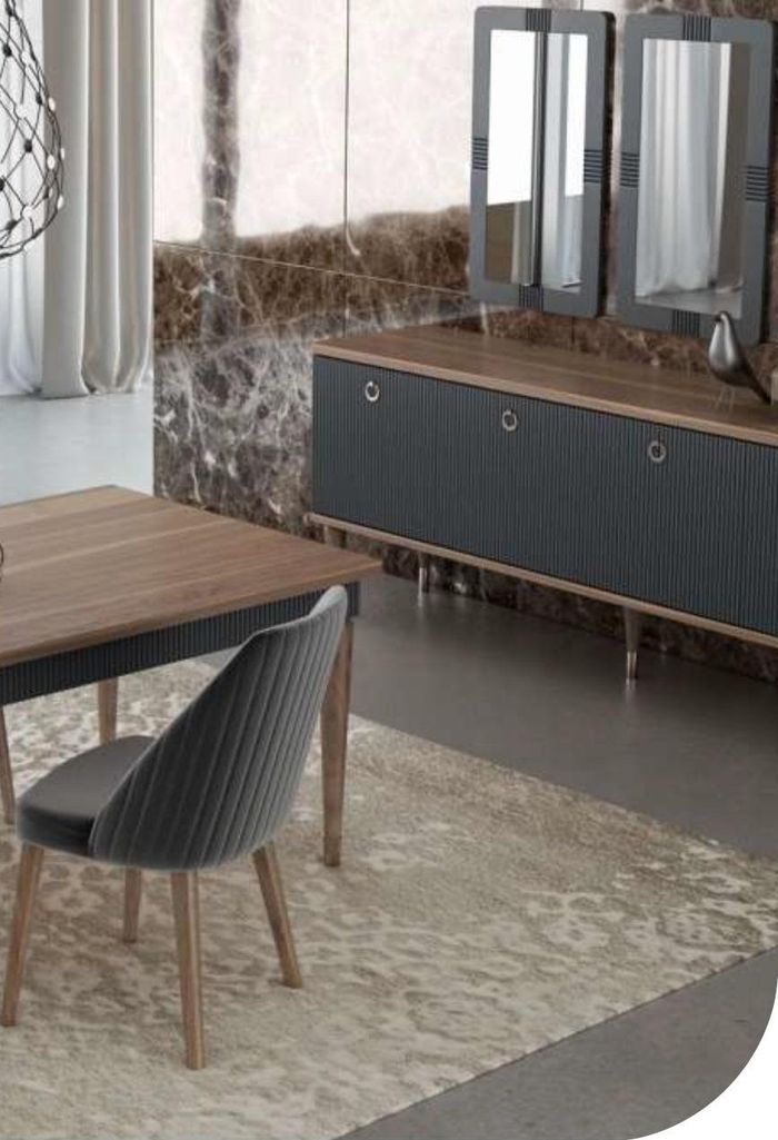Grauer Moderner Luxus Stuhl Stühle Einsitzer Holzmöbel Küchenstühle