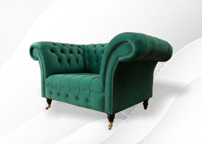 Chesterfield Sessel Textil Grün Design Polster Neu Kreative Wohnzimmer Luxus