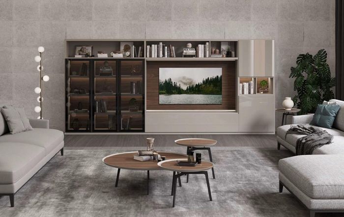 Wohnwand Moderne weiße Wohnzimmermöbel Luxuriöse Holzmöbel Einrichtung