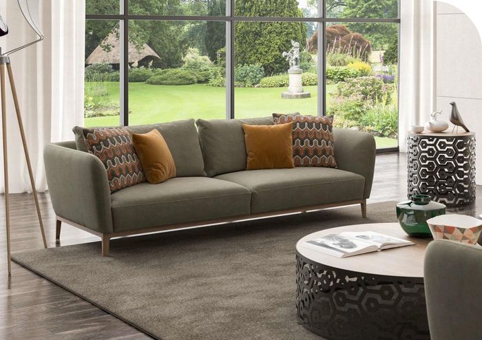 Olivengrüner Dreisitzer Moderne Wohnzimmercouch Sitzmöbel Couch Sofa