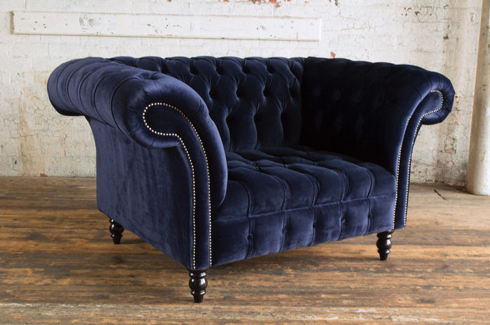 Chesterfield Sessel Fernseh Design Polster Sofa Couch Sofas 1 Sitzer Textil c1