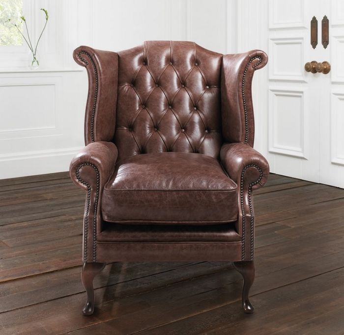 Chesterfield Sessel 1 Sitzer Polster 100 % Vollleder Ohrensessel Sofa 161013-27