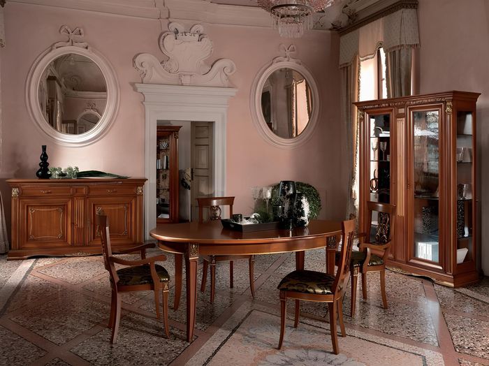 Esszimmer Komplett Garnitur Tisch Anrichte 4x Stuhl Set Vitrine Barock 7tlg. neu