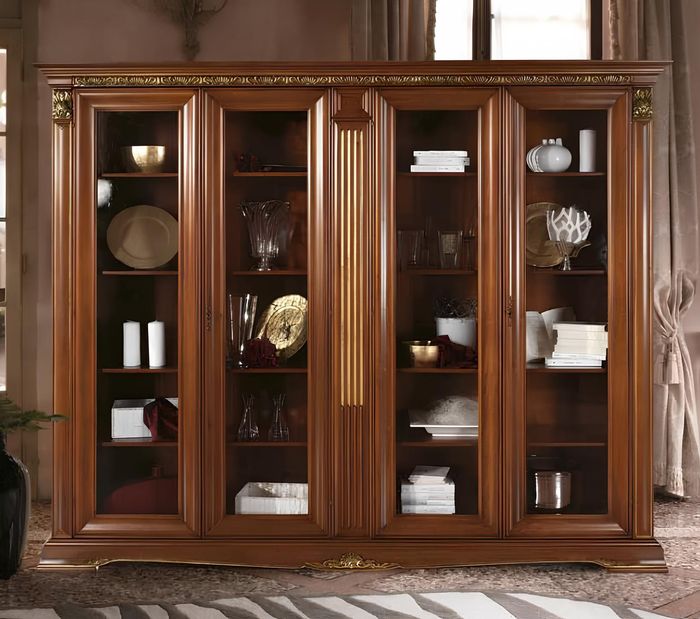 Vitrine Glas Wandschrank Vitrinen Regal Barock Rokoko Italienische Stil Möbel