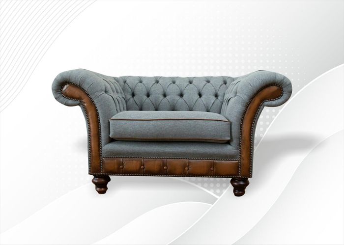 Chesterfield Sessel Grau Textil Stoff Kreative Möbel Neu Wohnzimmer Modern Luxus