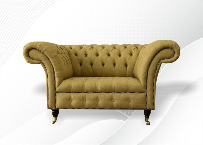 Chesterfield Sessel Senf Textil Stoff Luxus Kreative Möbel Neu Wohnzimmer Modern