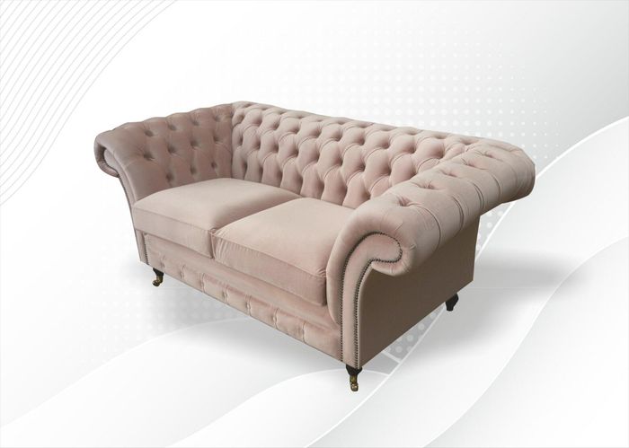 Chesterfield 2Sitzer Hellpink Stoff Textil Wohnzimmer Sofa Neu Kreative Modern