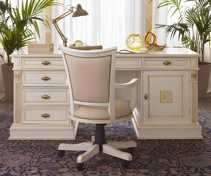 Büroset Schreibtisch Chefsessel Komplett Office Barock Rokoko 2tlg. Set Garnitur