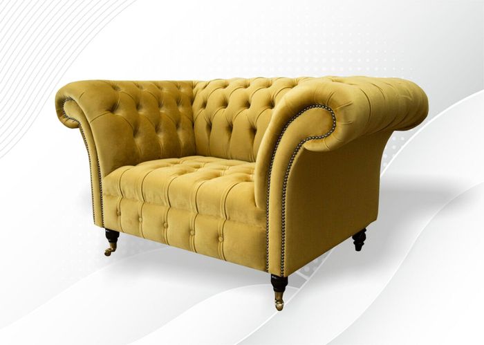Chesterfield 1 Sitzer Couch Polster Sitz Textil Stoff Leder Couchen Sofas Sofa