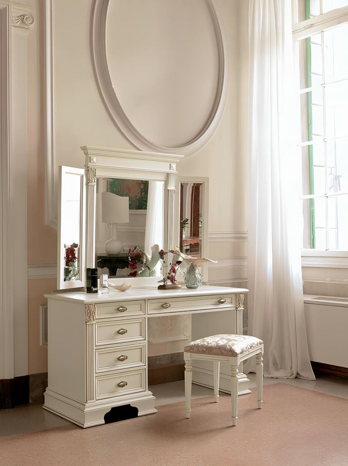 Schminktisch Spiegel Hocker Komplett Set Kommode Schlafzimmer Neu 3tlg. Konsole