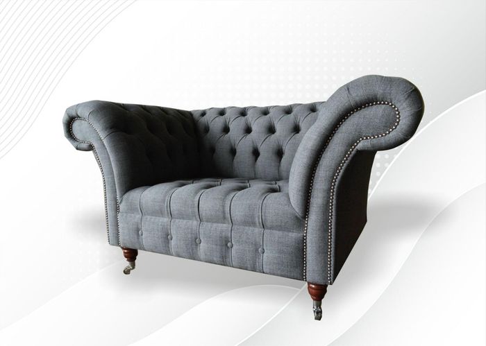 Chesterfield Sessel Textil Stoff Grau Kreative Möbel Neu Wohnzimmer Modern Luxus