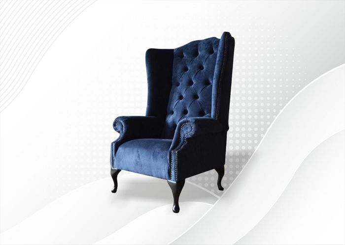 Chesterfield Sessel Blau Textil Stoff Luxus Kreative Möbel Neu Ohrensessel xxl