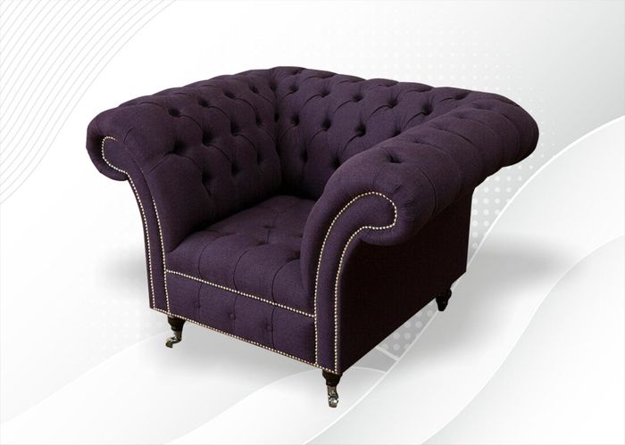Chesterfield Sessel Textil Sofa Stoff Couch Sofas Couchen Club Lounge Lila Neu