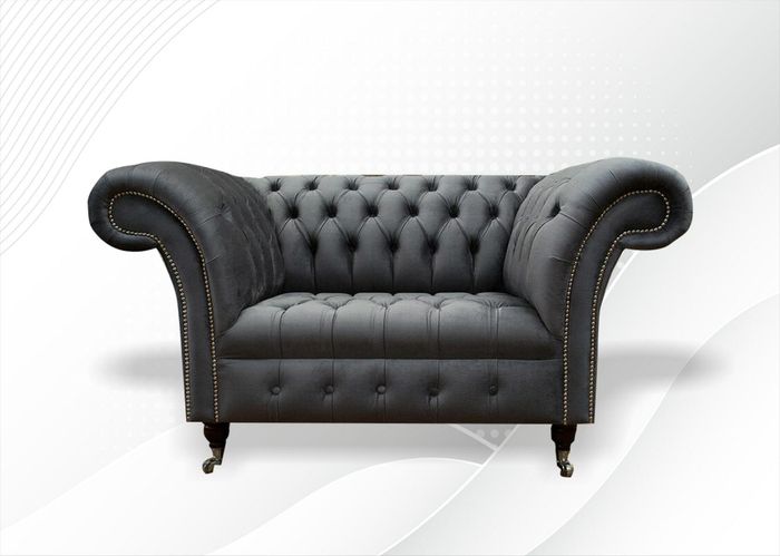 Chesterfield Sessel Textil Stoff Grau Kreative Möbel Neu Wohnzimmer Modern Luxus