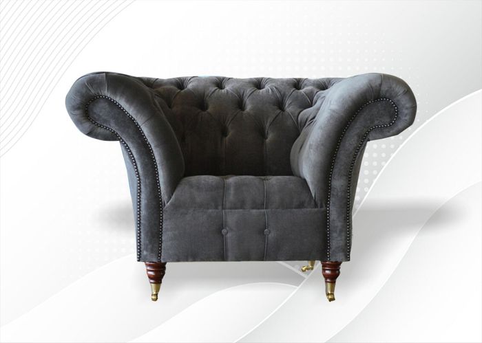 Luxus Design Möbel Esszimmer Sessel Wohnzimmer Lounge Club Relax Sofa Grau Neu