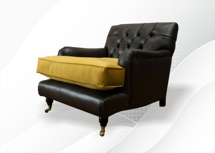 Chesterfield Sessel Textil Sofa Stoff Couch Sofas Club Lounge Schwarz Couchen
