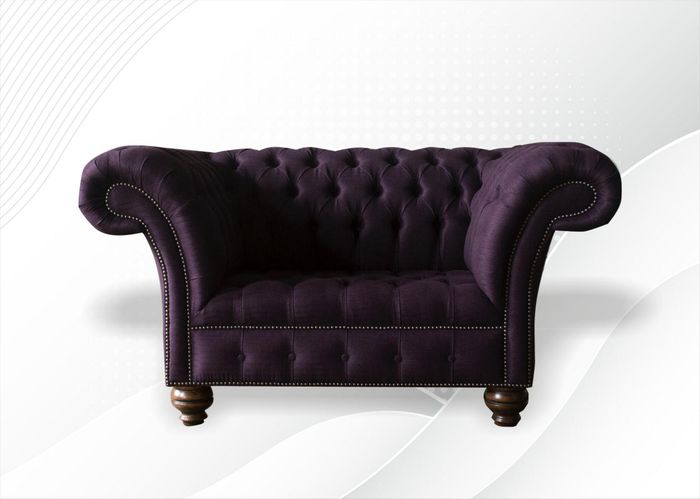 Chesterfield Sessel Aubergine Textil Stoff Kreative Möbel Wohnzimmer Modern