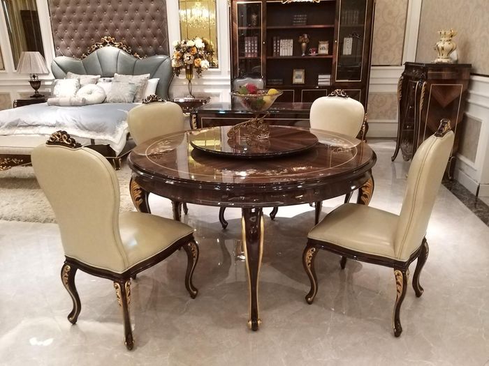 Runder Esstisch 6 Stühle Stuhl Esszimmer Komplett Garnitur Barock Rokoko Set neu