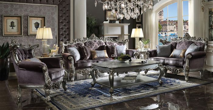 Helle Barock Wohnzimmer Möbel Sofa Textil Couch Dreisitzer Sitz Polster Sofas