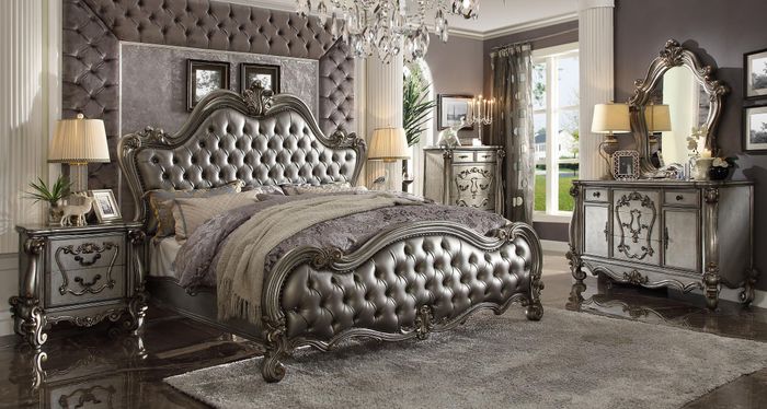 Klassische Möbel Schlafzimmer Set Bett Nachttisch Kommode Spiegel 5tlg. Barock