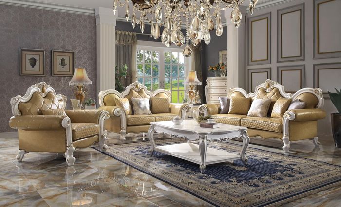 Klassische Sofa Garnitur 3+2+1 Sitzer Ledersofa Couch Leder 3tlg. Set Barock neu