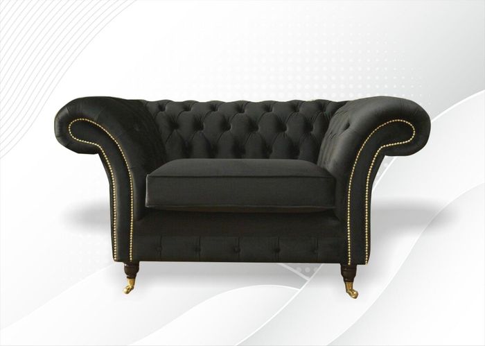 Schwarzer Sessel Chesterfield Textil Wohnzimmer Einsitzer Sofa Couch Polster Neu