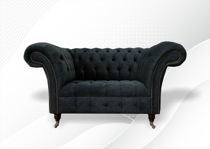 Chesterfield 1 Sitzer Couch Polster Sitz Textil Stoff Leder Couchen Sofas Sofa