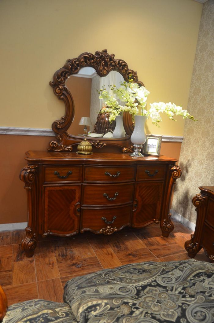 Buffet Anrichte Kommode Spiegel Echte Handarbeit Holz Barock Rokoko Kommoden neu