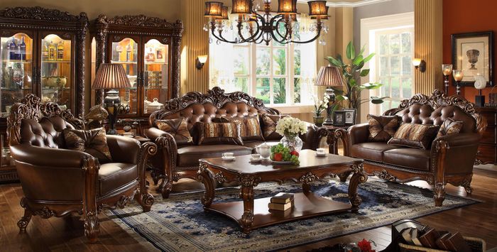 Klassische Garnitur 3+2+1+1 Sitzer Sofagarnitur Couch Sofa Leder Sofa Polster