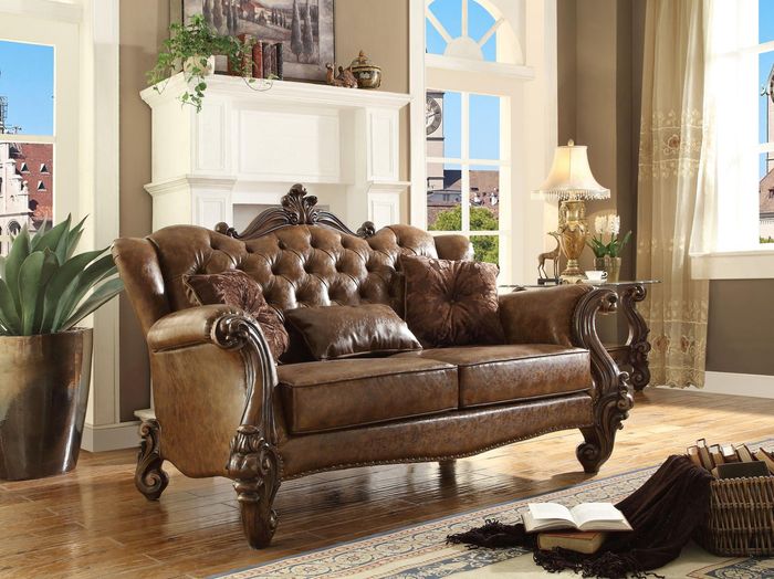 Sofa 3 Sitzer Wohnlandschaft Sofas Couch Polster Garnitur Leder Holz Dreisitzer