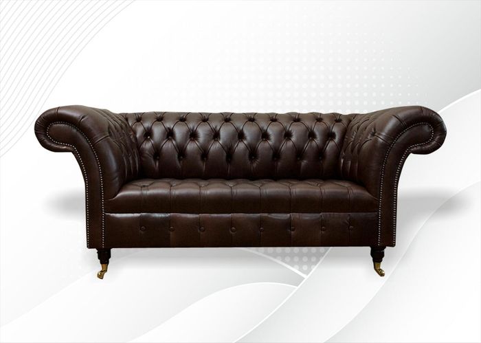 Design Chesterfield Sofagarnitur 2 Sitzer Couch Leder Baun Couch Polster Sofa