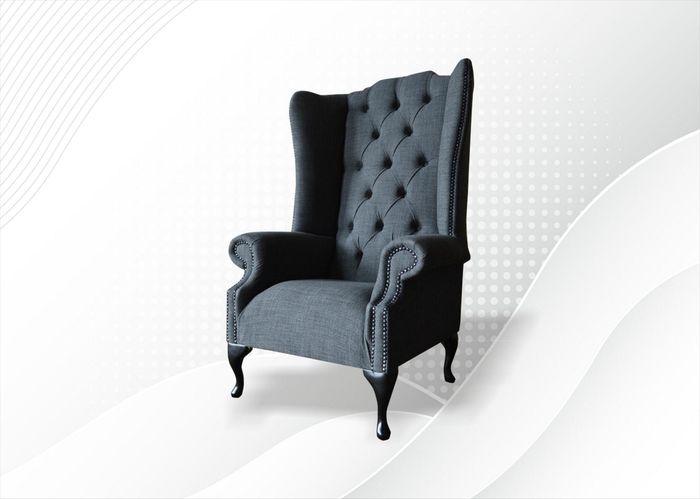 Grauer Sessel Chesterfield Design Polster Sofa Couchen Sofas Textil Möbel Neu