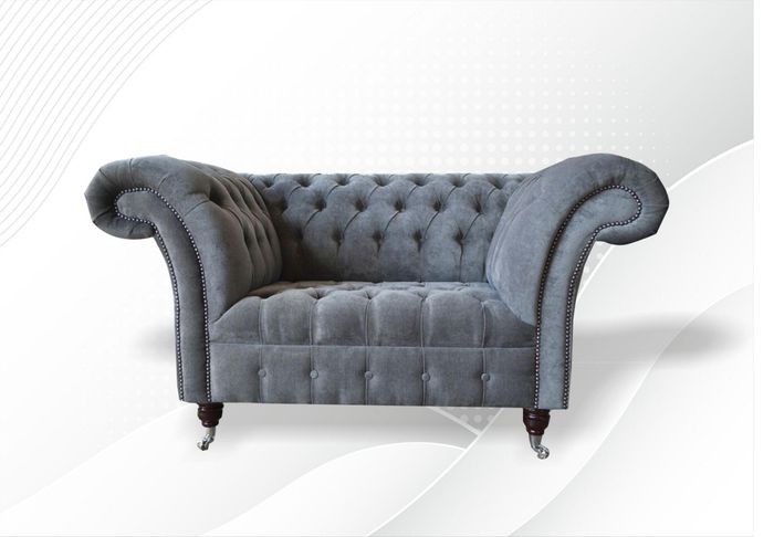 Chesterfield Sessel Graue Möbel Neu Wohnzimmer Modern Grau Luxus Design Stoff
