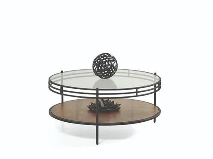 Designer Couchtisch Luxus Glastisch Kaffee Rund Wohnzimmer Holz Tisch