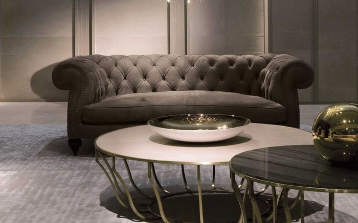 Chesterfield Design Luxus Polster Sofa Couch Sitz Garnitur Leder Textil Neu #281