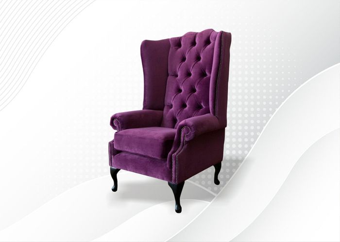 Sessel Violett Chesterfield Stoff Wohnzimmer Design Polster Neu Textil Luxus