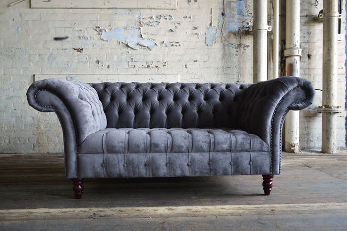 Chesterfield Sofa Couch Polster Sofas Klassischer 2 Sitzer Leder Winchester T1