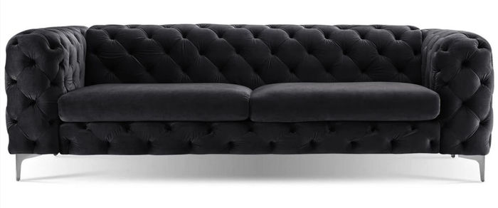 Dreisitzer Schwarz Chesterfield Sofa Kreative Möbel Textil Stoff Wohnzimmer Neu