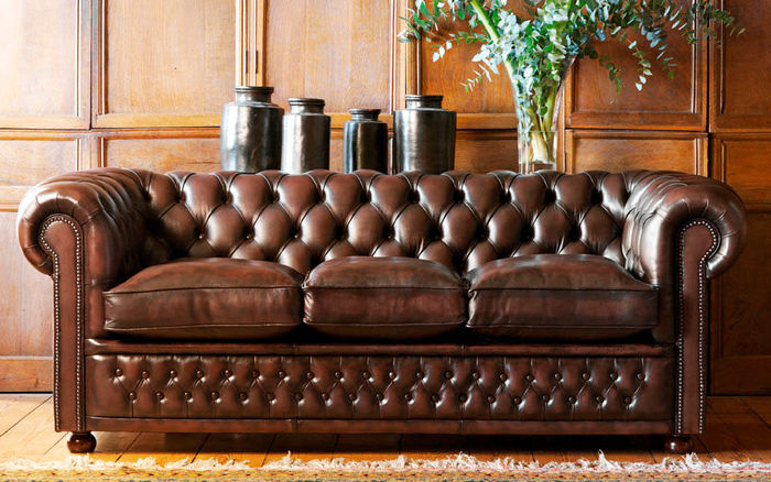 100% Echtes Leder Antik Chesterfield 3 Sitzer Leder Sofa Couch Polster jvmoebel